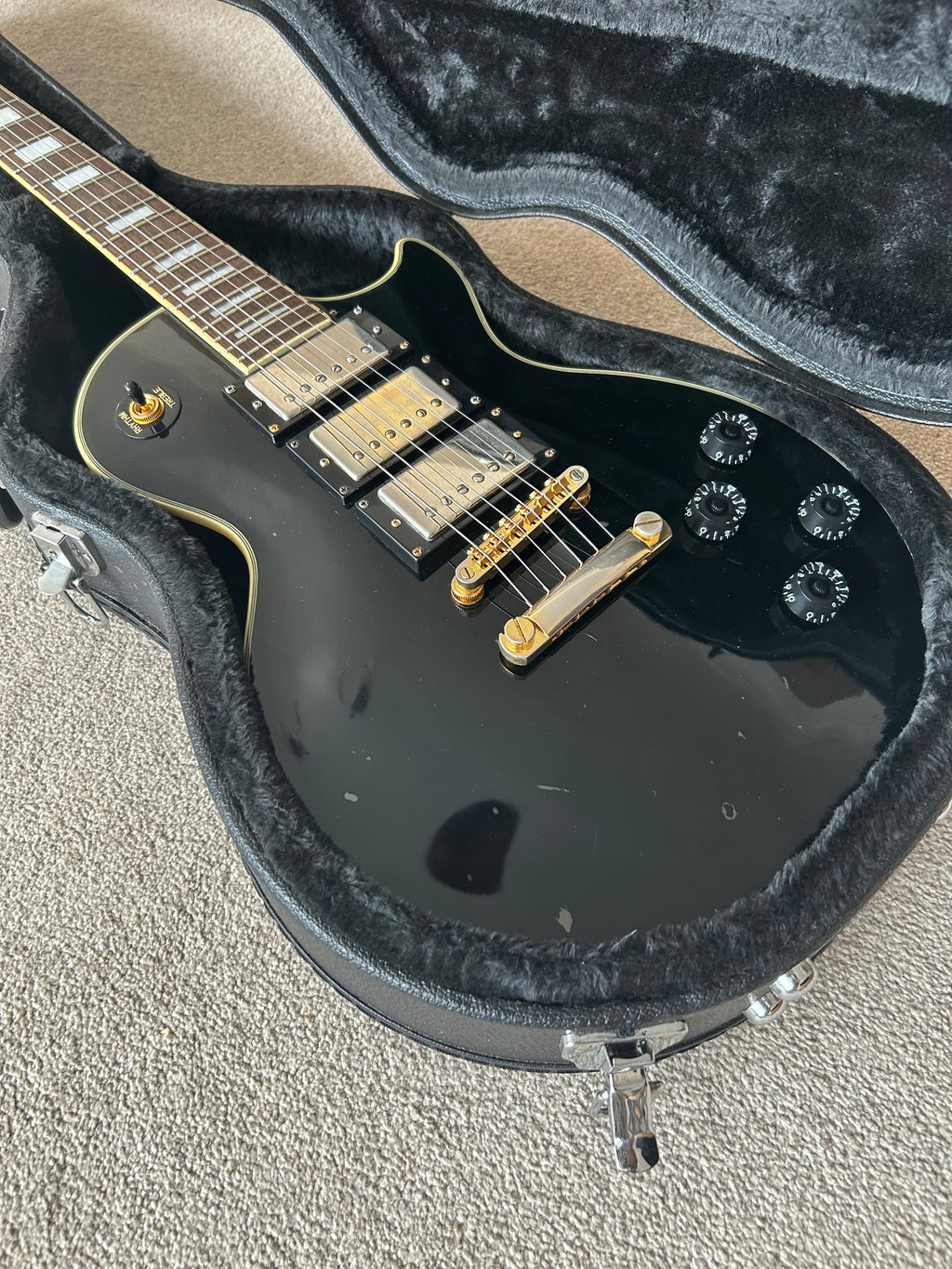 Epiphone Les Paul Custom Black Beauty (3-Pickup) Ebony (Upgraded Burstbucker Pro Pickups)