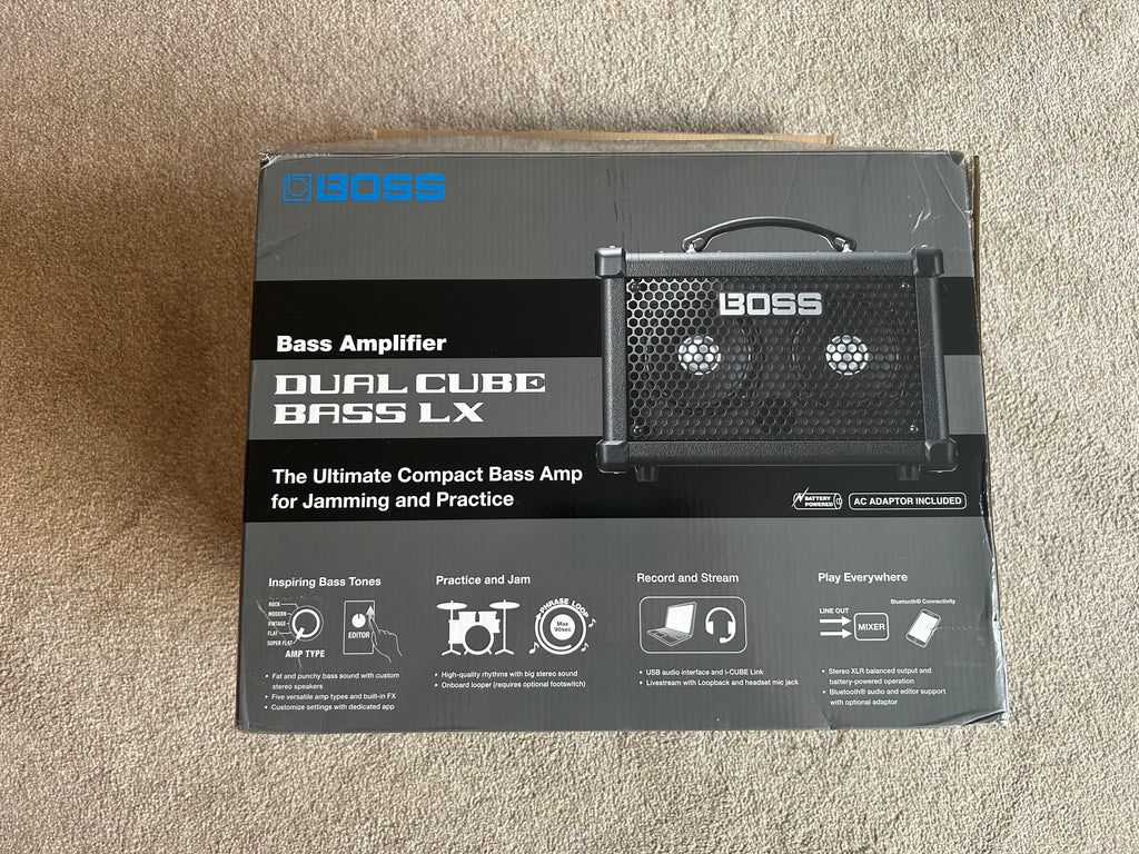 Boss Dual Cube Bass LX 10-Watt 2x5" Stereo Digital Modeling Bass Combo Black